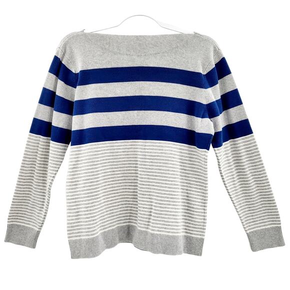 Tommy Hilfiger 100% Pima Cotton Blue & Gray Horizontal Striped Sweater Size XL - Picture 2 of 5